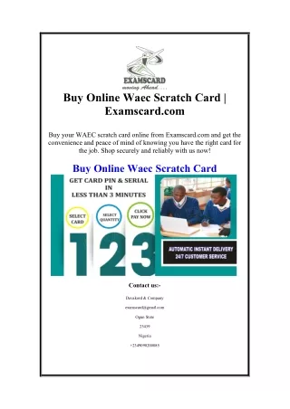 Buy Online Waec Scratch Card  Examscard.com
