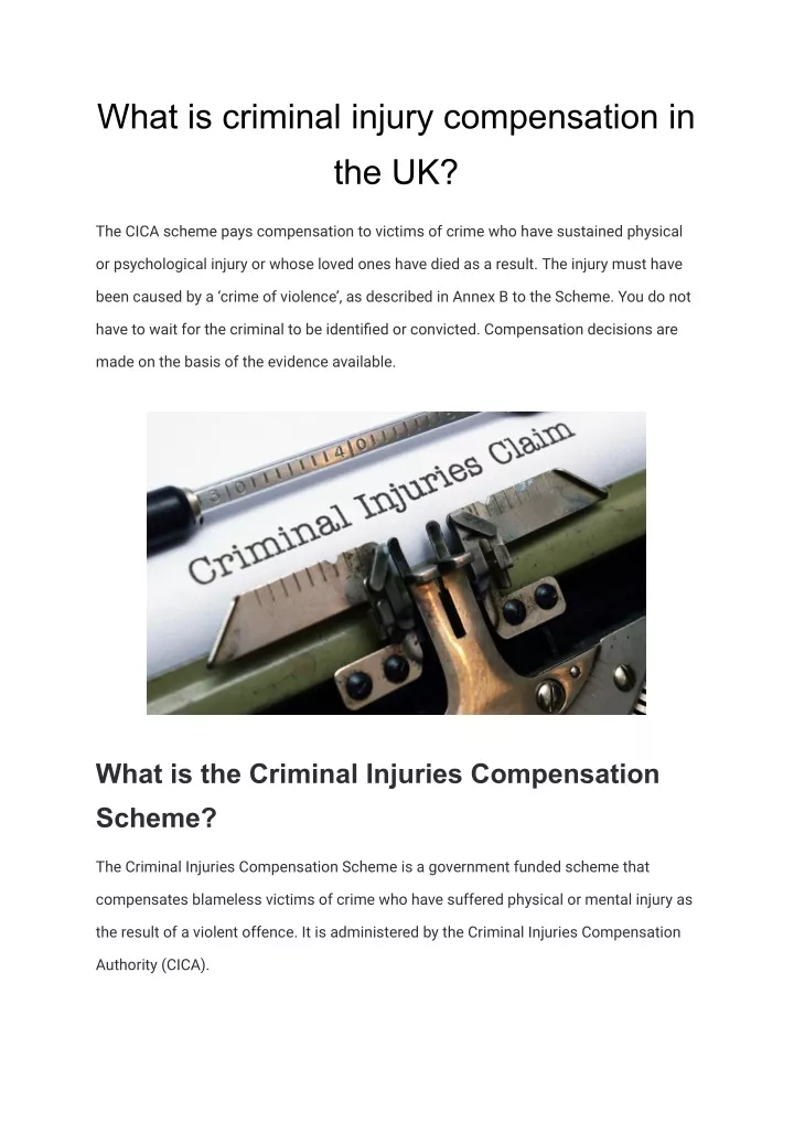 what is criminal injury compensation in the uk