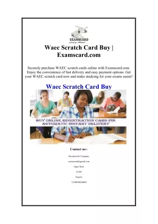 Waec Scratch Card Buy  Examscard.com