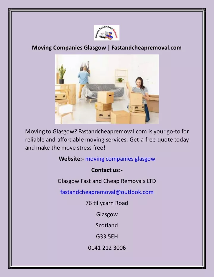 moving companies glasgow fastandcheapremoval com