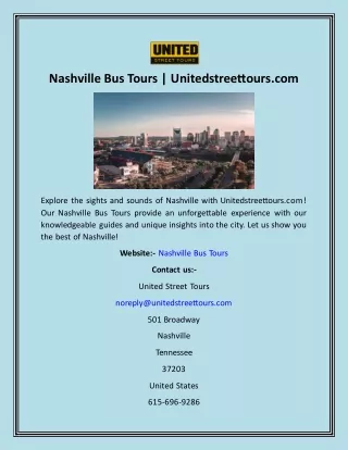 Nashville Bus Tours  Unitedstreettours