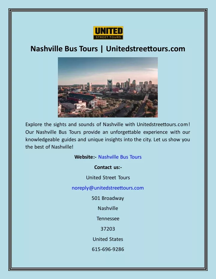 nashville bus tours unitedstreettours com