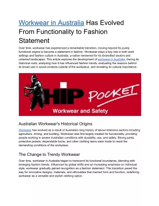 workwear in australia has evolved from