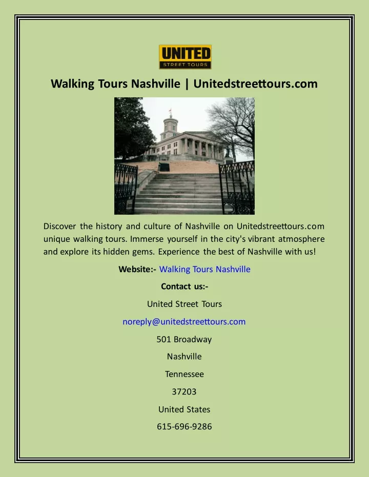 walking tours nashville unitedstreettours com