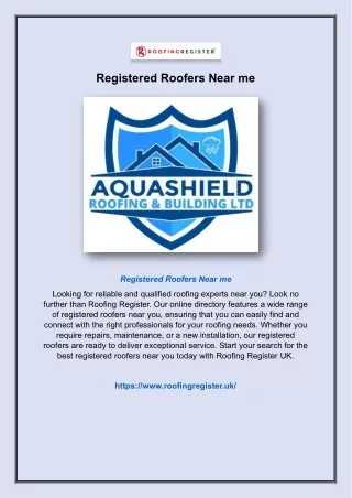 Registered Roofers Near me