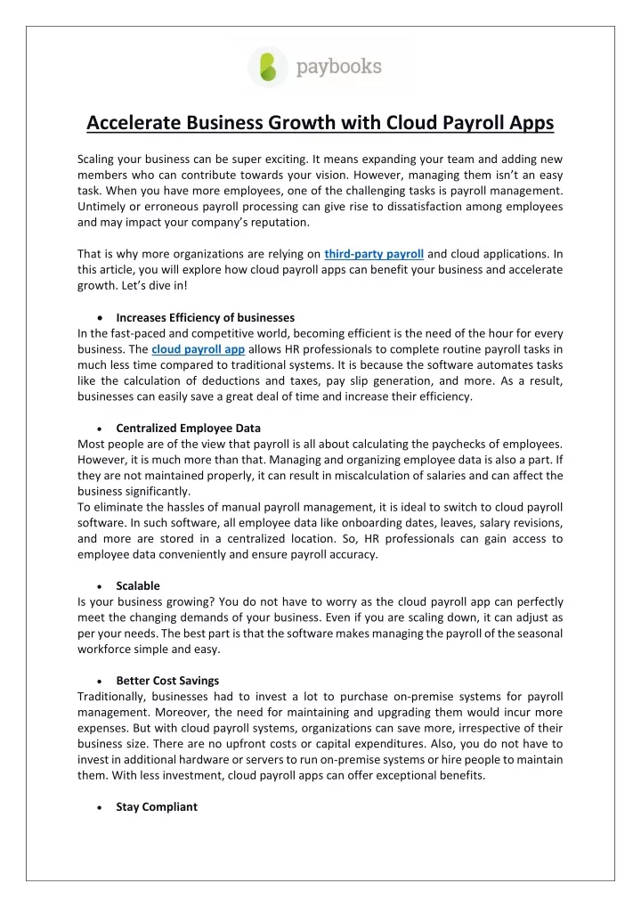 accelerate business growth with cloud payroll apps