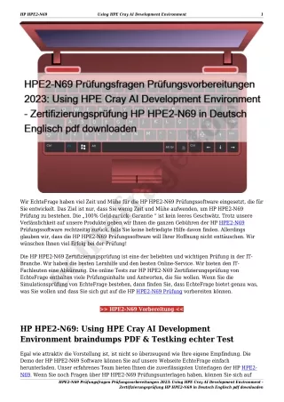 HPE2-N69 Prüfungsfragen Prüfungsvorbereitungen 2023: Using HPE Cray AI Development Environment - Zertifizierungsprüfung