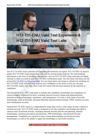 H12-731-ENU Valid Test Experience & H12-731-ENU Valid Test Labs