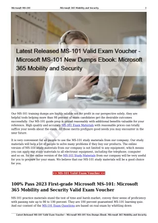 Latest Released MS-101 Valid Exam Voucher - Microsoft MS-101 New Dumps Ebook: Microsoft 365 Mobility and Security