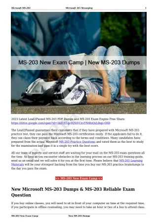 MS-203 New Exam Camp | New MS-203 Dumps