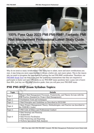 100% Pass Quiz 2023 PMI PMI-RMP: Fantastic PMI Risk Management Professional Latest Study Guide