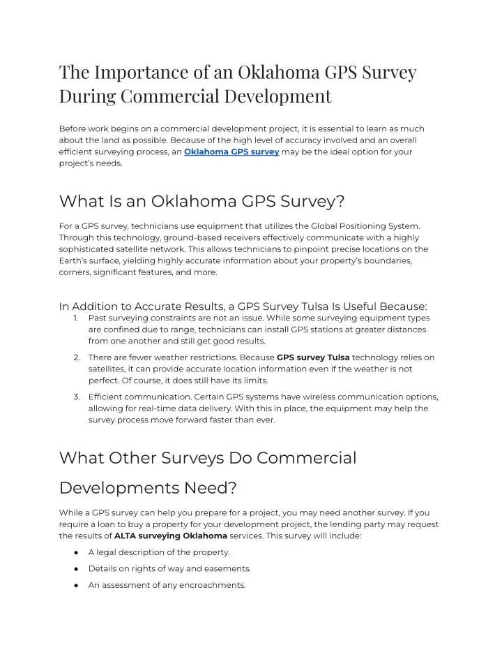 the importance of an oklahoma gps survey during