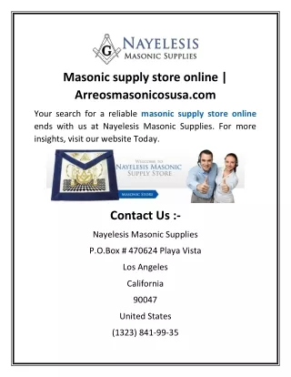 Masonic supply store online | Arreosmasonicosusa.com