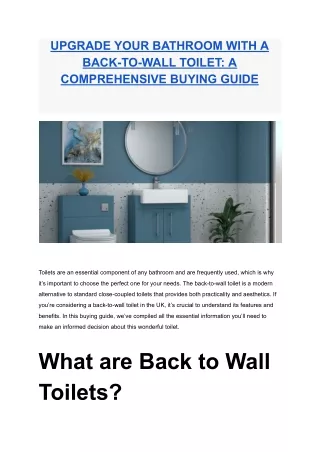 UPGRADE YOUR BATHROOM WITH A BACK-TO-WALL TOILET_ A COMPREHENSIVE BUYING GUIDE