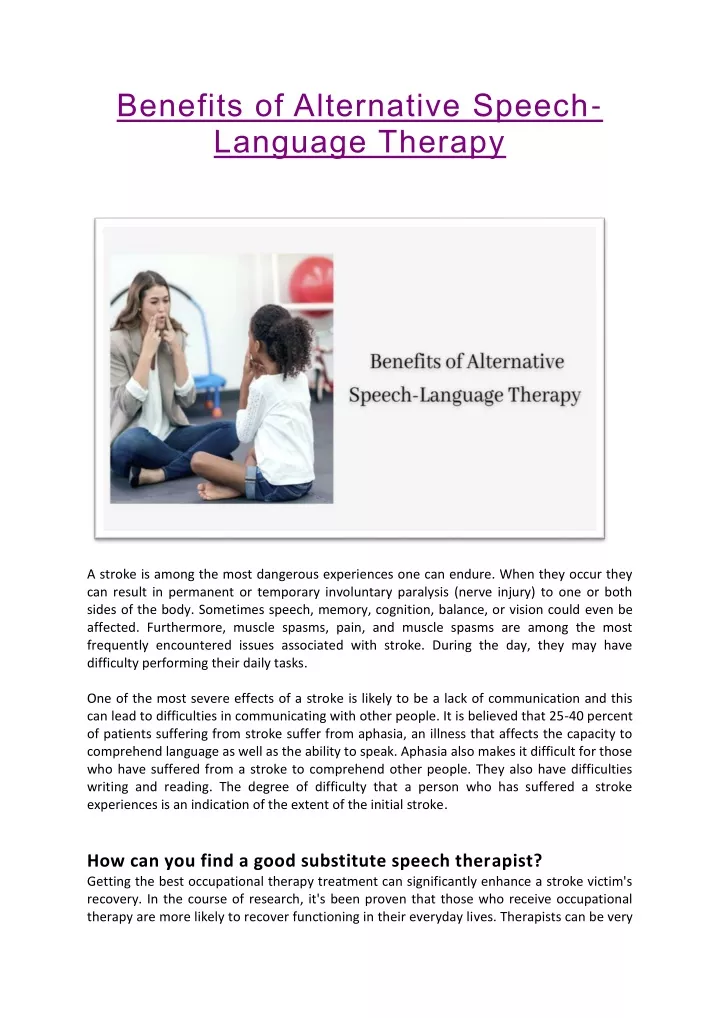 benefits of alternative speech language therapy