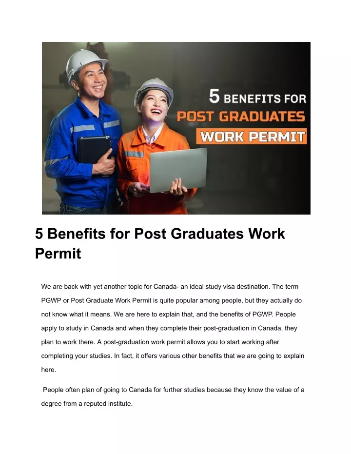 5 benefits for post graduates work permit