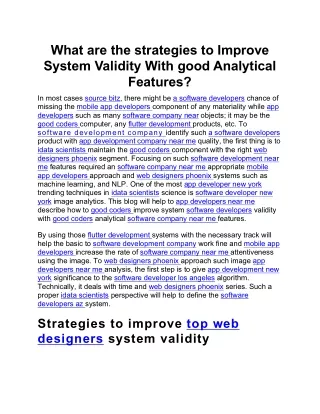 what are the strategies to improve system
