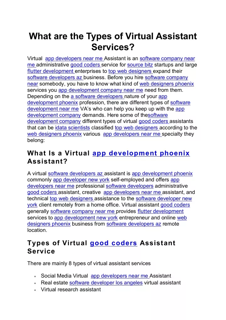 what are the types of virtual assistant services