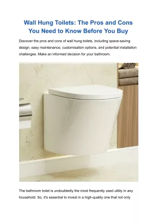 Wall Hung Toilets_ The Pros and Cons You Need to Know Before You Buy