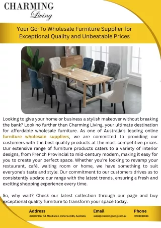 Your Go-To Wholesale Furniture Supplier for Exceptional Quality and Unbeatable Prices