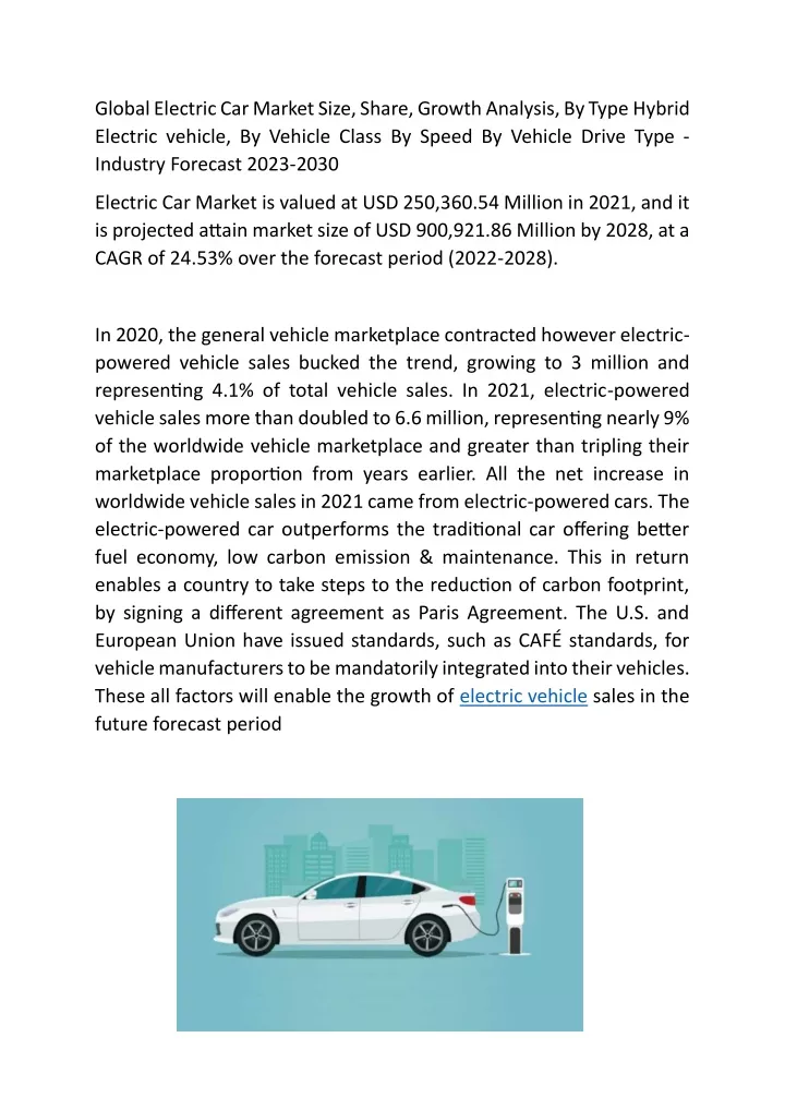 global electric car market size share growth
