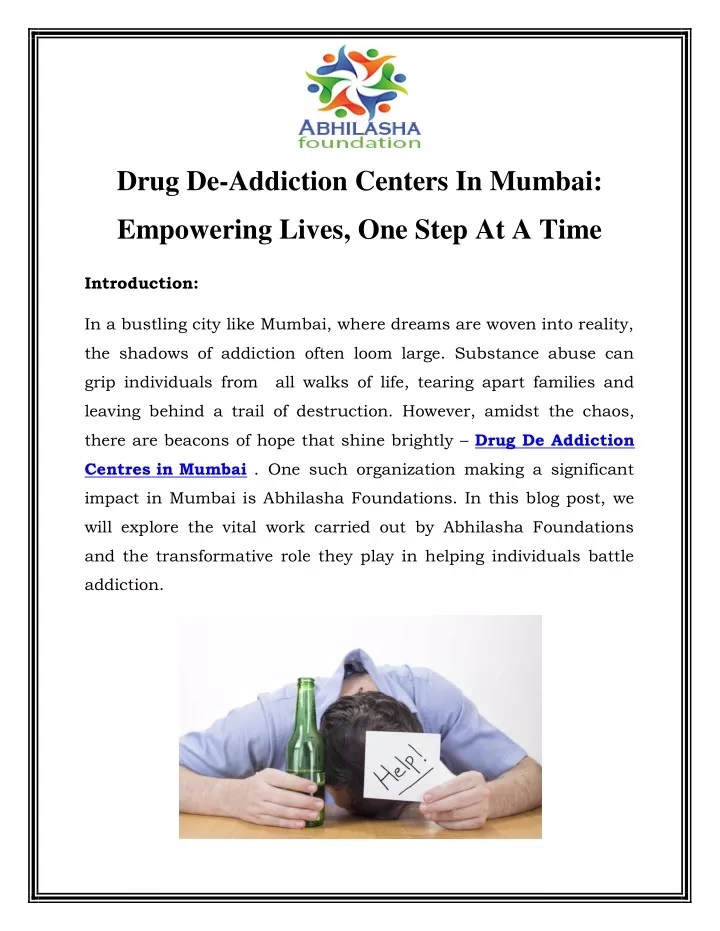 drug de addiction centers in mumbai