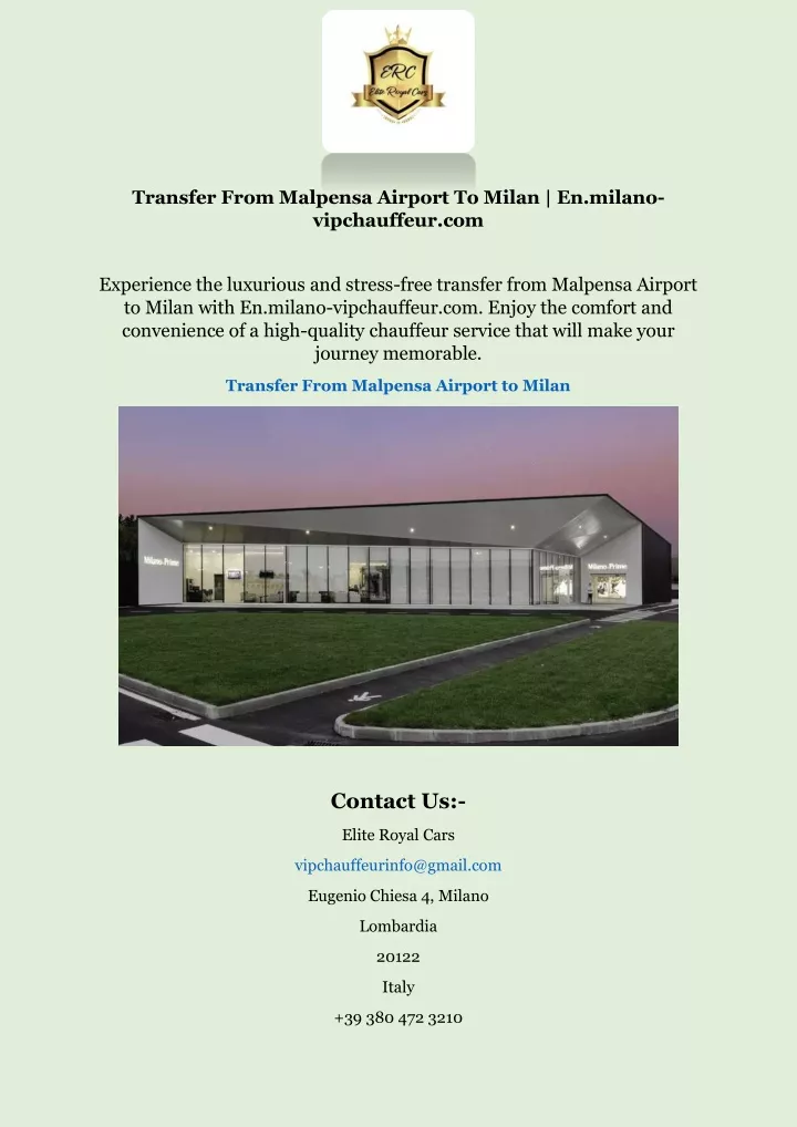 transfer from malpensa airport to milan en milano