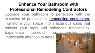 Enhance Your Bathroom with Professional Remodeling Contractors