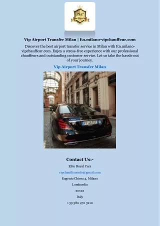 Vip Airport Transfer Milan | En.milano-vipchauffeur.com