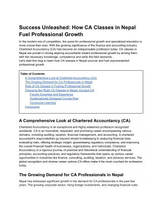 Success Unleashed_ How CA Classes in Nepal Fuel Professional Growth