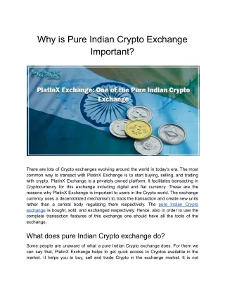 Why is Pure Indian Crypto Exchange Important?