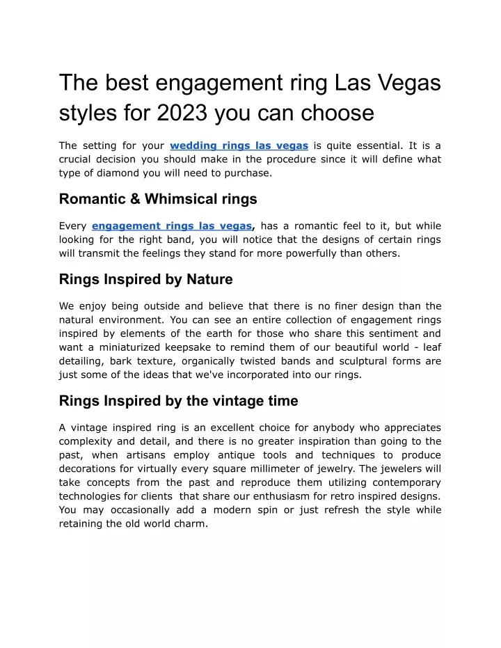 the best engagement ring las vegas styles