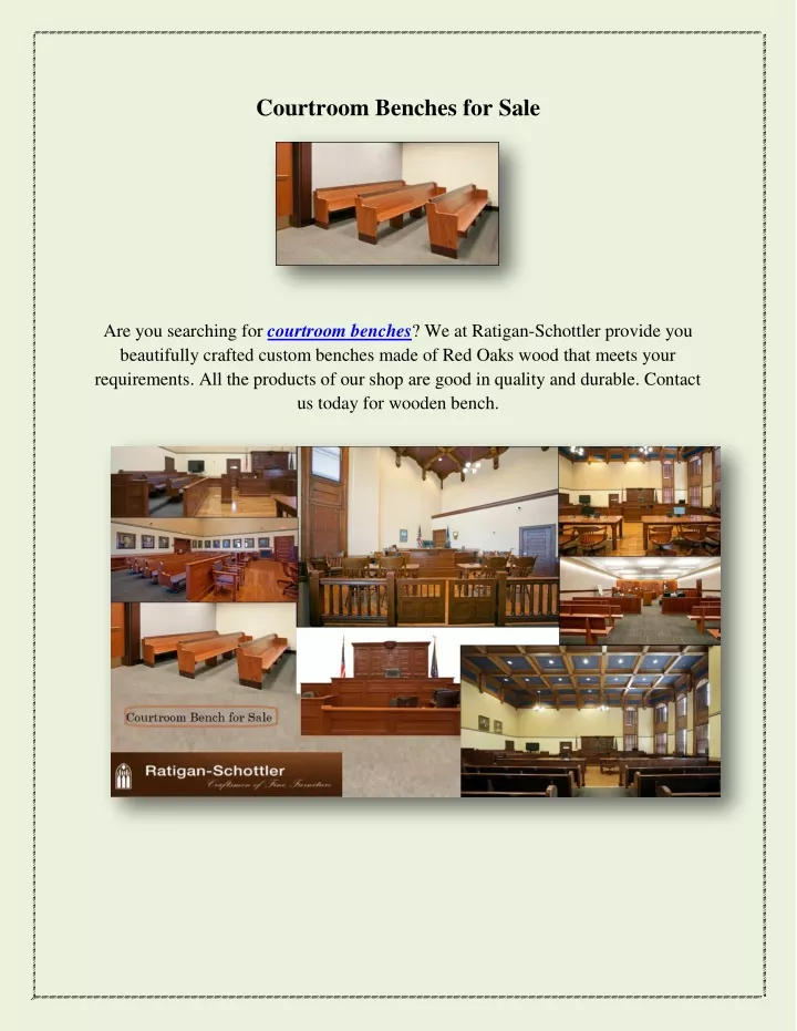 courtroom benches for sale