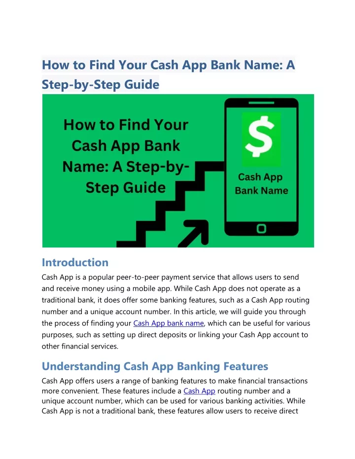how to find your cash app bank name a step