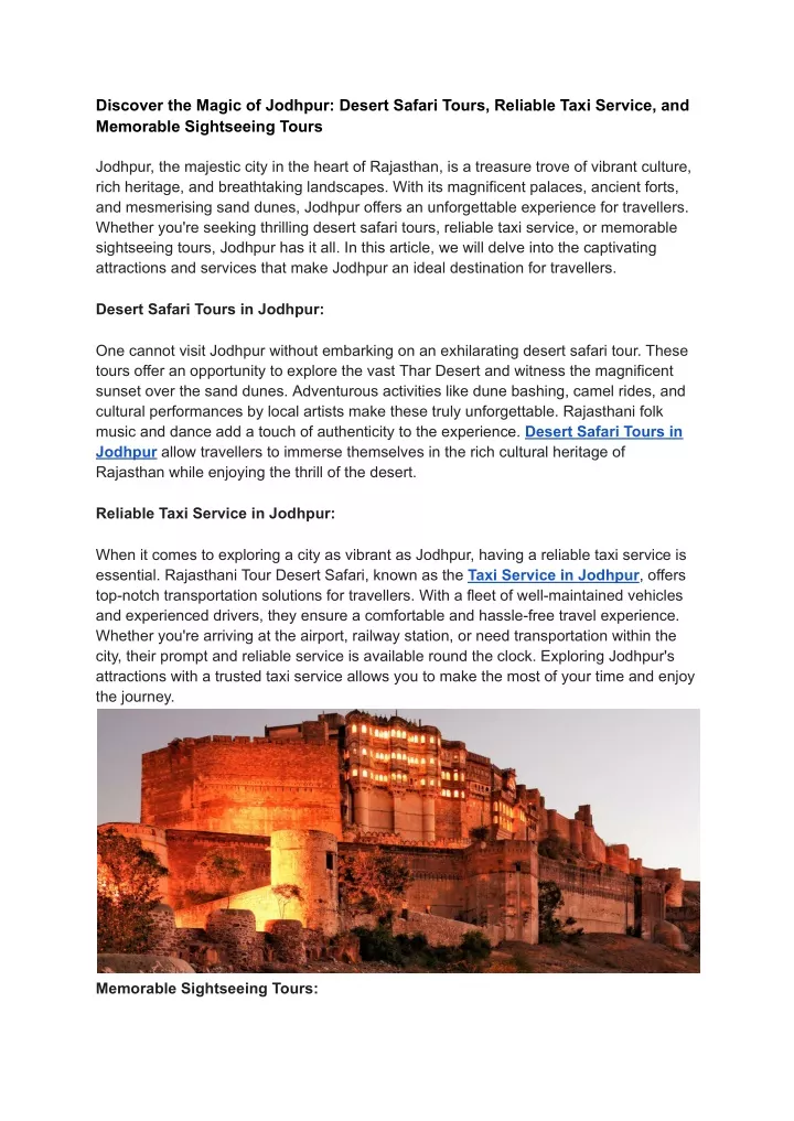 discover the magic of jodhpur desert safari tours