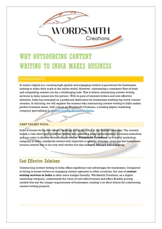 WHY OUTSOURCING CONTENT WRITING TO INDIA MAKES BUSINESS