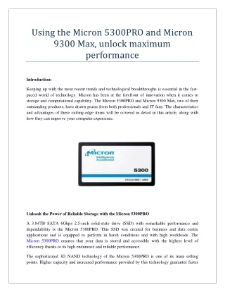 Using the Micron 5300PRO and Micron 9300 Max, unlock maximum performance