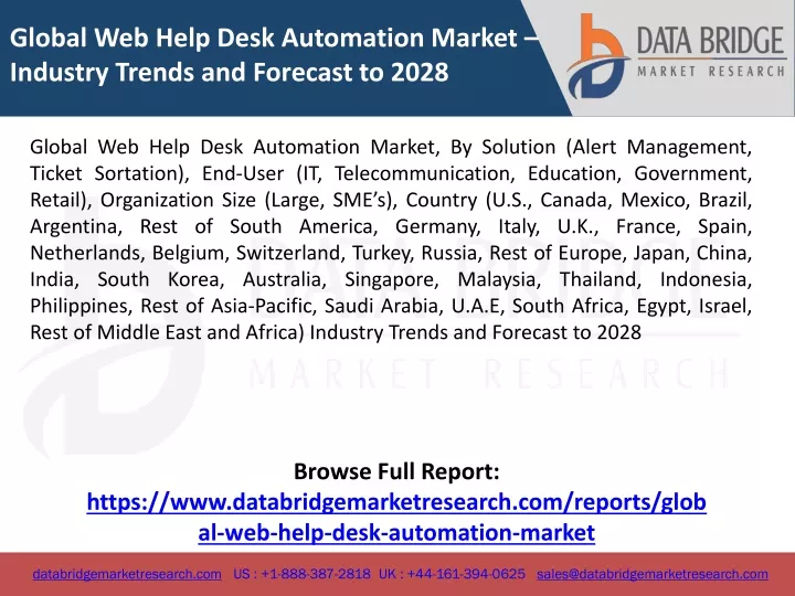 global web help desk automation market industry