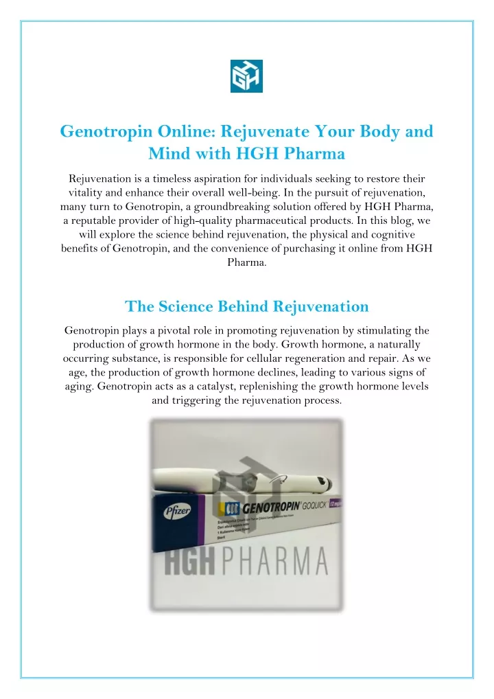 genotropin online rejuvenate your body and mind