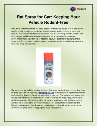 Rat Spray for Car