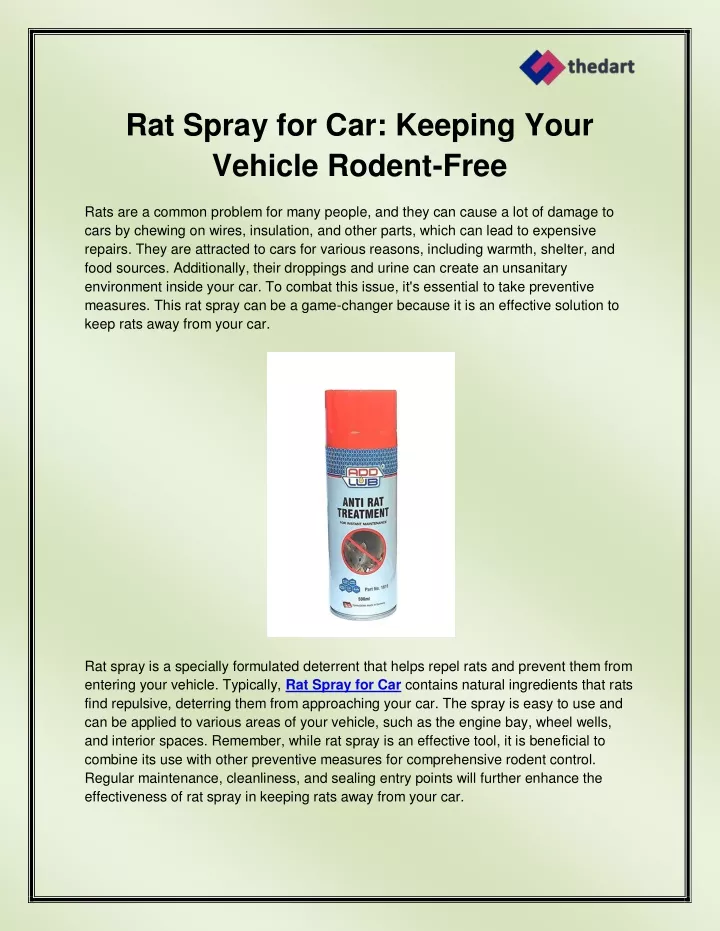 rat spray for car keeping your vehicle rodent free