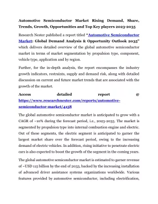 Automotive Semiconductor Market 2023-2035