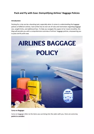 Airlines Baggage Policy