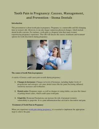 Tooth Pain in Pregnancy: Causes, Management, and Prevention - Stoma Dentals