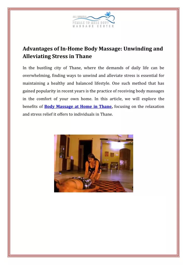 advantages of in home body massage unwinding