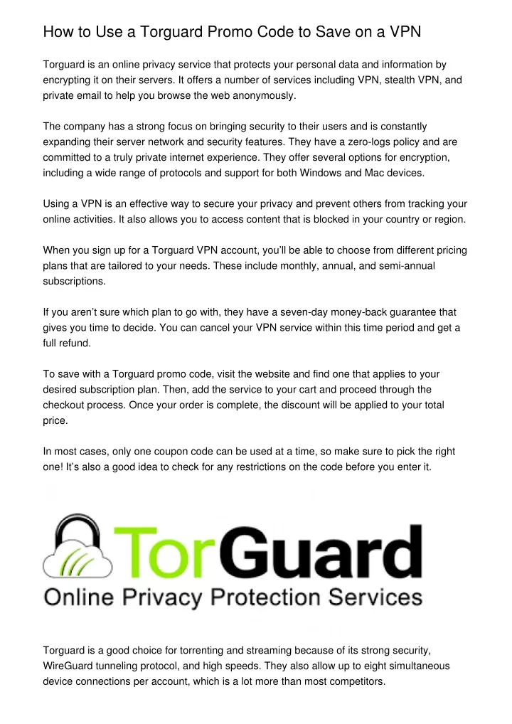 how to use a torguard promo code to save