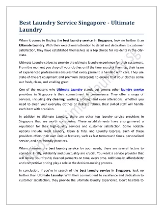 Best Laundry Service Singapore - Ultimate Laundry