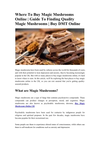 Where To Buy Magic Mushrooms Online - Guide To Finding Quality Magic Mushrooms - Buy DMT Online