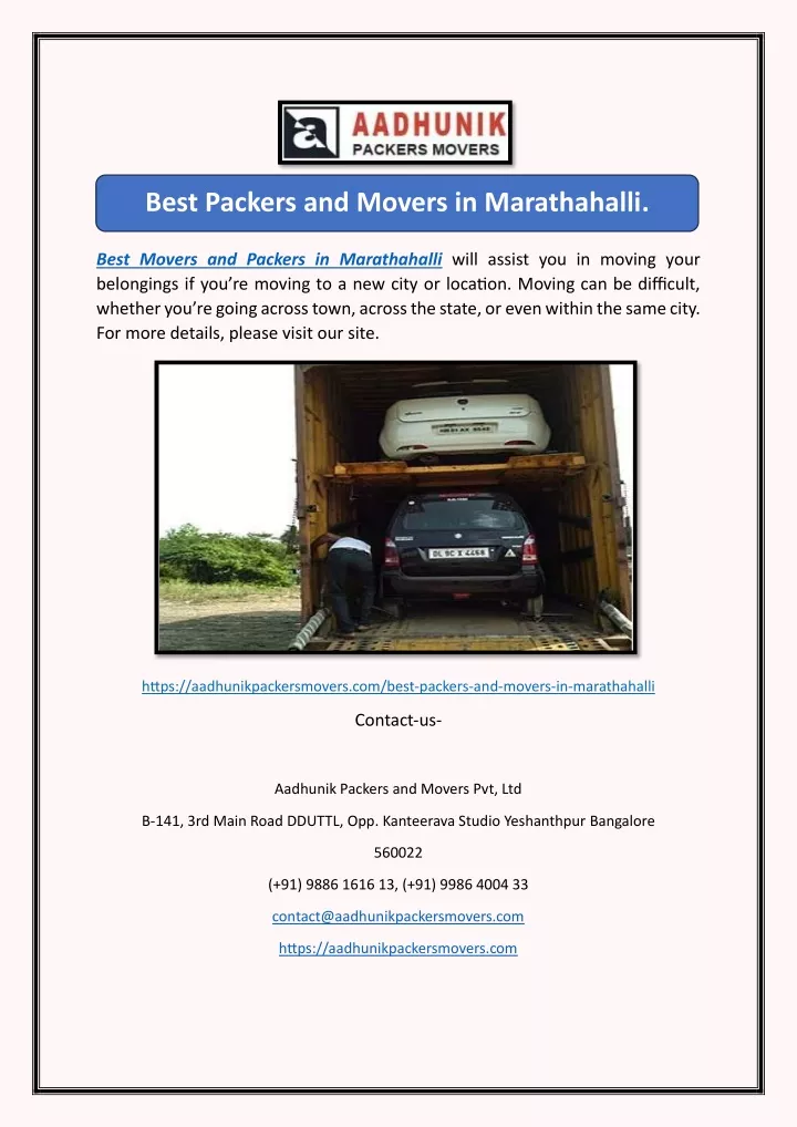 best packers and movers in marathahalli