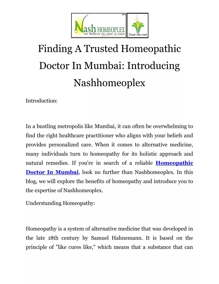 finding a trusted homeopathic